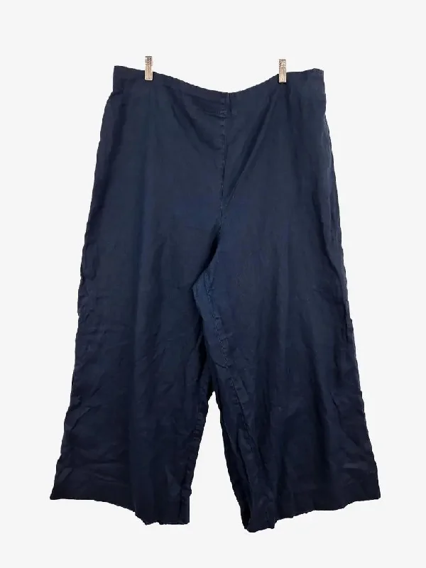 Wide-Leg Men's JeansCommonry Navy Cropped Linen Wide Leg Pants Size 20