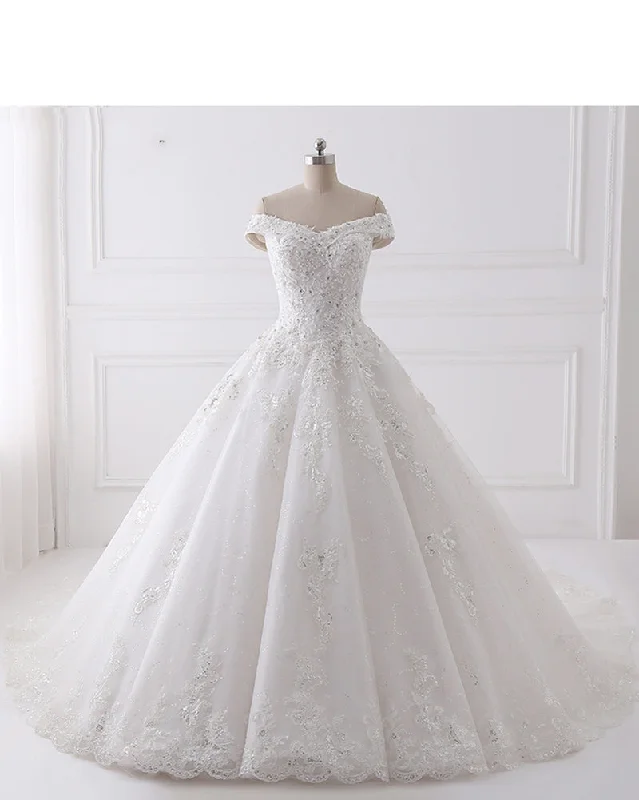 Polka-Dot DressSiaoryne Off the Shoulder Lace Women Bridal Dresses for Wedding with Beading WD229 Polka-Dot DressSiaoryne Off the Shoulder Lace Women Bridal Dresses for Wedding with Beading WD229
