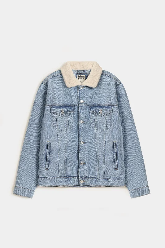 Luxurious Men's Cashmere CoatsDenim Trucker With Sherpa Collar