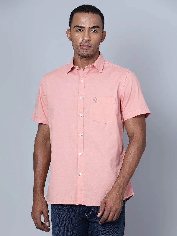 Men's Weekend Shirts for Leisurely OutingsMen's Pink Casual Plain Half Sleeve Shirt Men's Weekend Shirts for Leisurely OutingsMen's Pink Casual Plain Half Sleeve Shirt