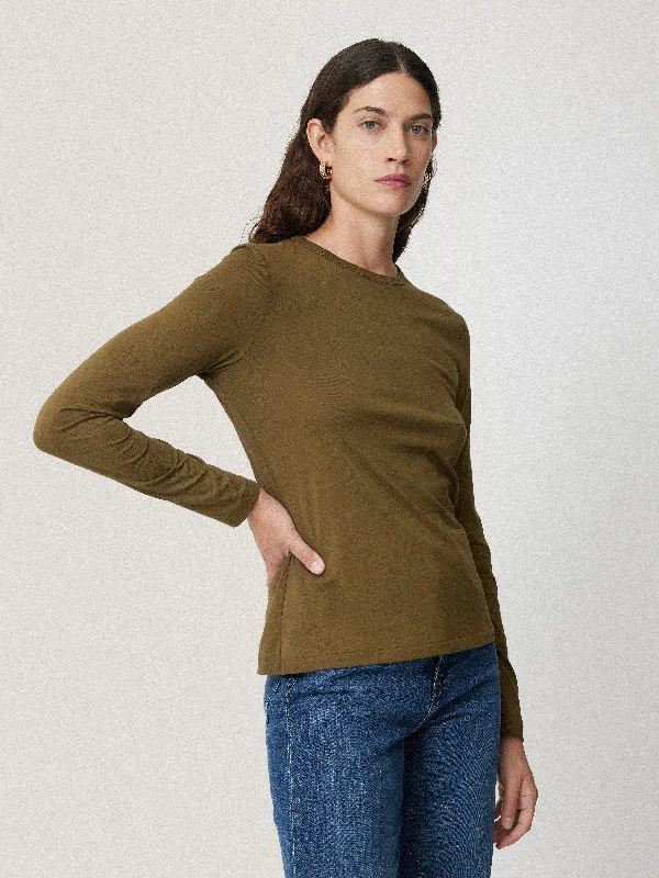 Men's Shirts with Striped PatternsSupima Cotton Long Sleeve Tee | Olive