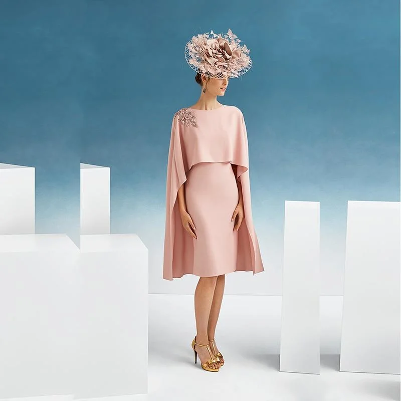 Tiered DressElegant Knee Length Mother Of The Bride Dresses with Shawl