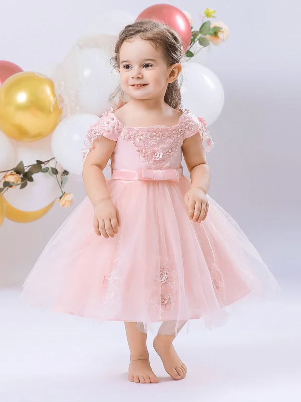 women's formal dressesBall Gown Scoop Short Sleeves Flower Girl Dresses with Bow Knot women's formal dressesBall Gown Scoop Short Sleeves Flower Girl Dresses with Bow Knot