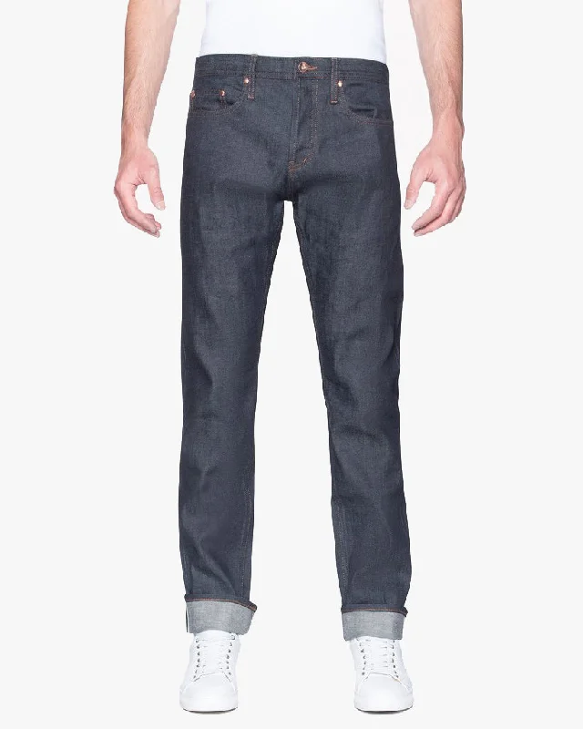 Men's Jeans with Embroidered LogosUnbranded UB222 Tapered Fit Mens Jeans - 11oz Indigo Stretch Selvedge