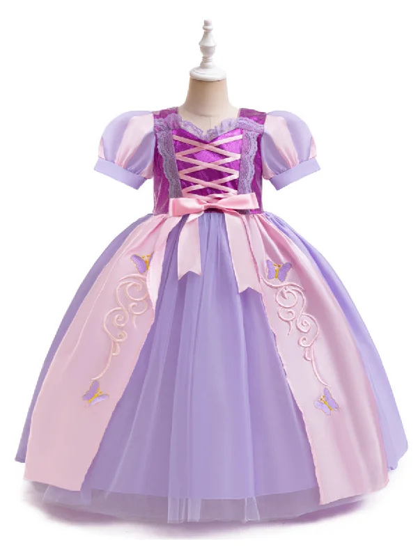 women's statement dressesBall Gown Scoop Puff Sleeves Applique Flower Girl Dresses