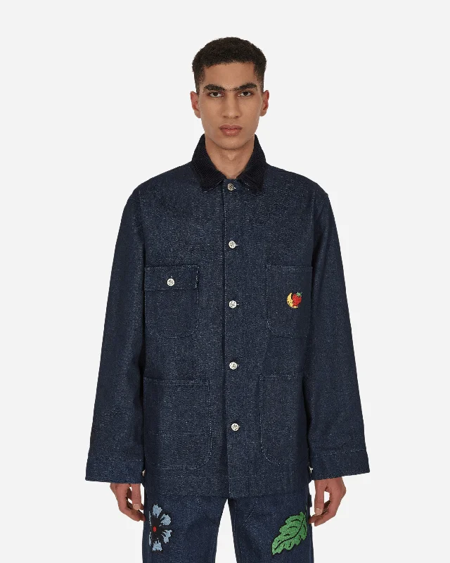Men's Coats with Quick-Dry FabricEmbroidered Denim Chore Coat Blue