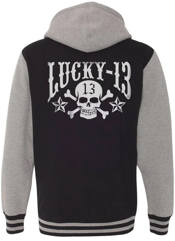 Men's Coats for HikingThe SKULL STARS Hooligan Full-Zip Unisex Hooded Sweatshirt - BLACK/GUNMETAL HEATHER