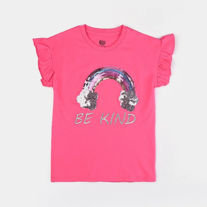 Men's Shirts with Graphic PrintsGirls Cotton Jersey T-Shirt H/S Rainbow-Hot Pink