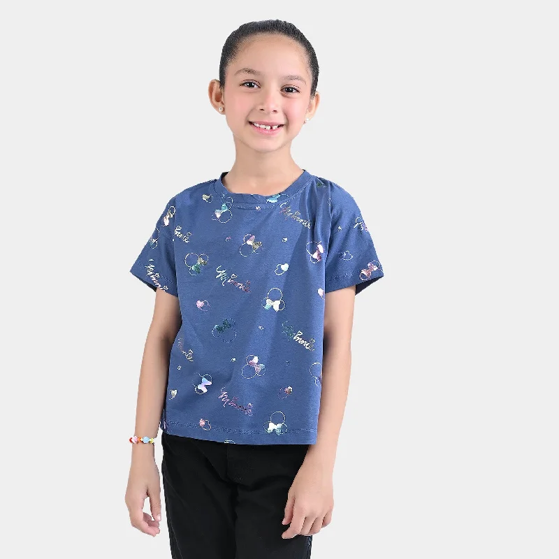 Men's Shirts with Contrast CollarsGirls Cotton Jersey T-Shirt H/S-True Navy