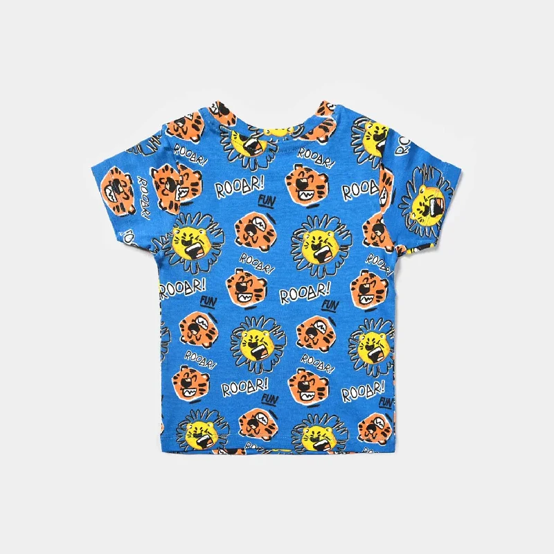 Men's Shirts with Roll-Up SleevesInfant Boys Cotton Jersey T-Shirt Lion Roar-True Navy