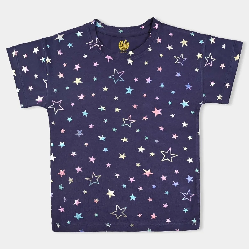 Men's Shirts with Floral PrintsGirls Cotton Jersey T-Shirt H/S Multi stars-True Navy Men's Shirts with Floral PrintsGirls Cotton Jersey T-Shirt H/S Multi stars-True Navy