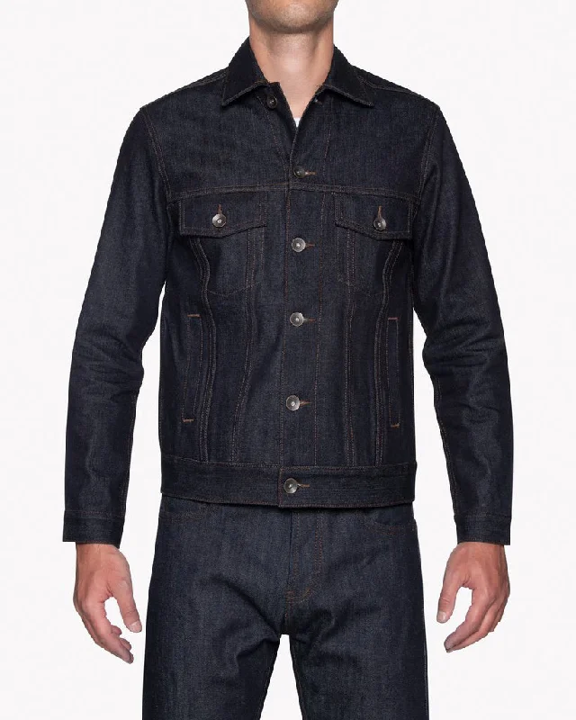 Men's Jeans with a Destroyed LookUnbranded UB901 Denim Jacket - 14.5oz Indigo Selvedge Men's Jeans with a Destroyed LookUnbranded UB901 Denim Jacket - 14.5oz Indigo Selvedge