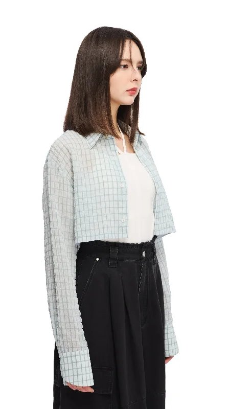 Wrinkle Chiffon Cropped Shirt