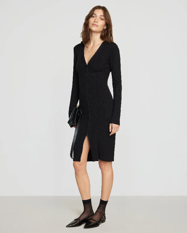 Ahran Ribbed Two-Way Zip Dress