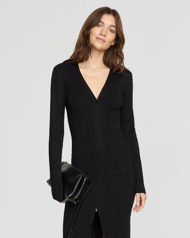 Ahran Ribbed Two-Way Zip Dress