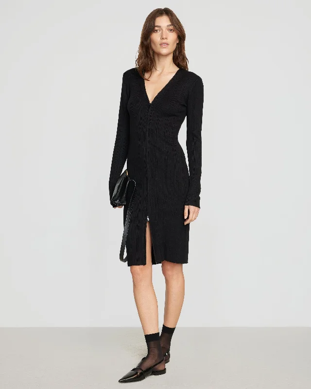 Ahran Ribbed Two-Way Zip Dress