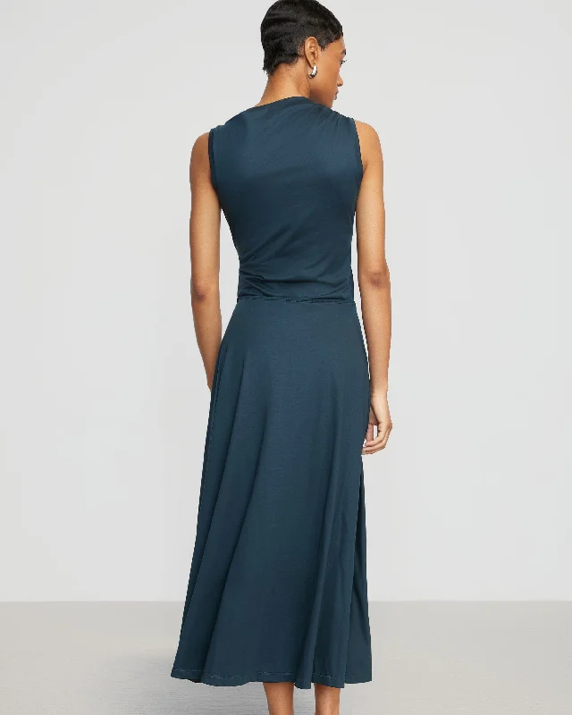 Amelia Asymmetric-Neck Wrap Dress