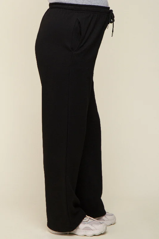 Black Wide Leg Maternity Joggers