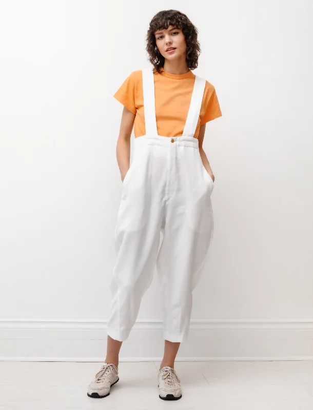 Suspender Trousers Poly Twill White