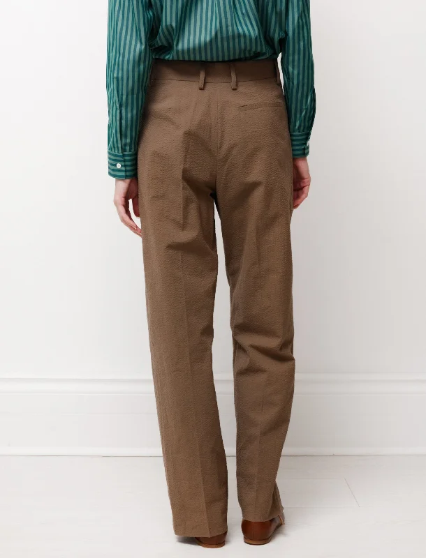 Pleated Large Pants Brown