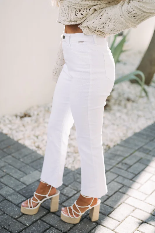 Henry High Rise Crop Flares- White