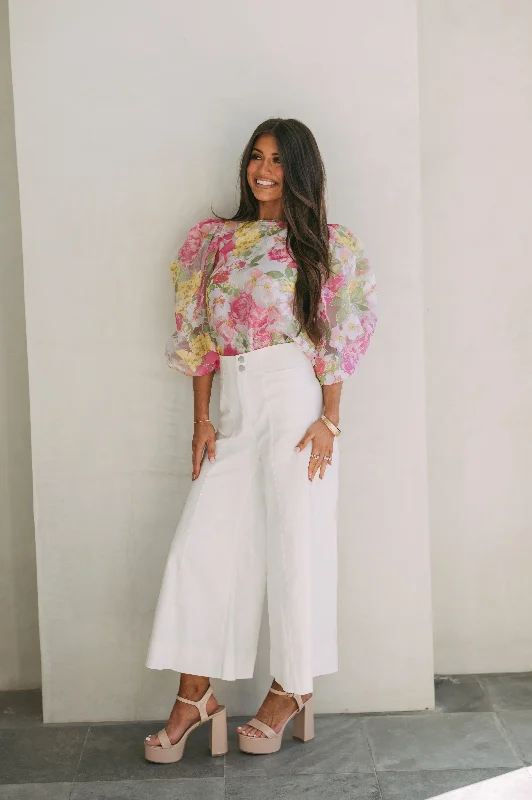 Judson Cropped Wide Leg Pants-Off White