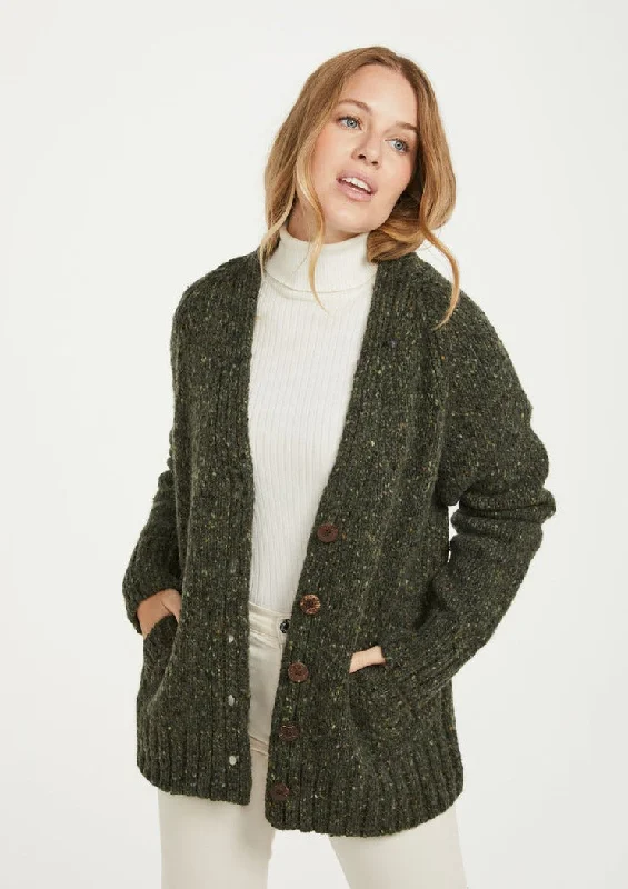 Ladies' Donegal Cardigan with Side Pockets | Green