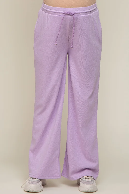 Lavender Drawstring Wide Leg Maternity Lounge Pants