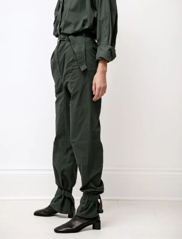 Pleated Pants with Straps Deep Forest