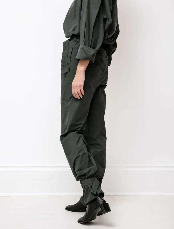 Pleated Pants with Straps Deep Forest