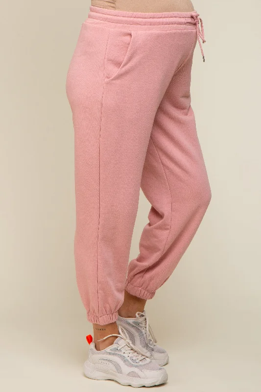 Light Pink Drawstring Maternity Sweatpants