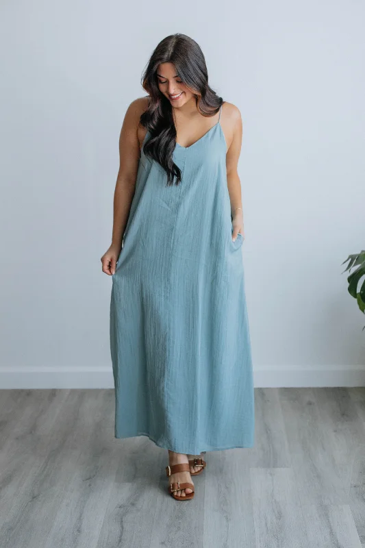 Lilliana Maxi Dress - Dusty Blue