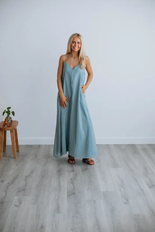 Lilliana Maxi Dress - Dusty Blue