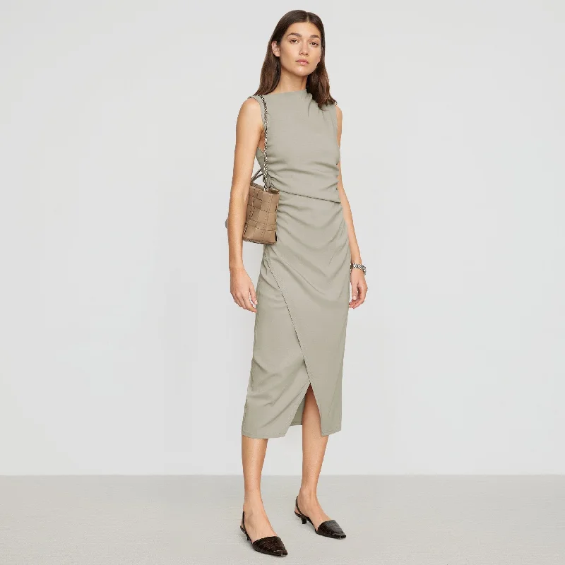 Manon Asymmetric-Neck Ruched Dress