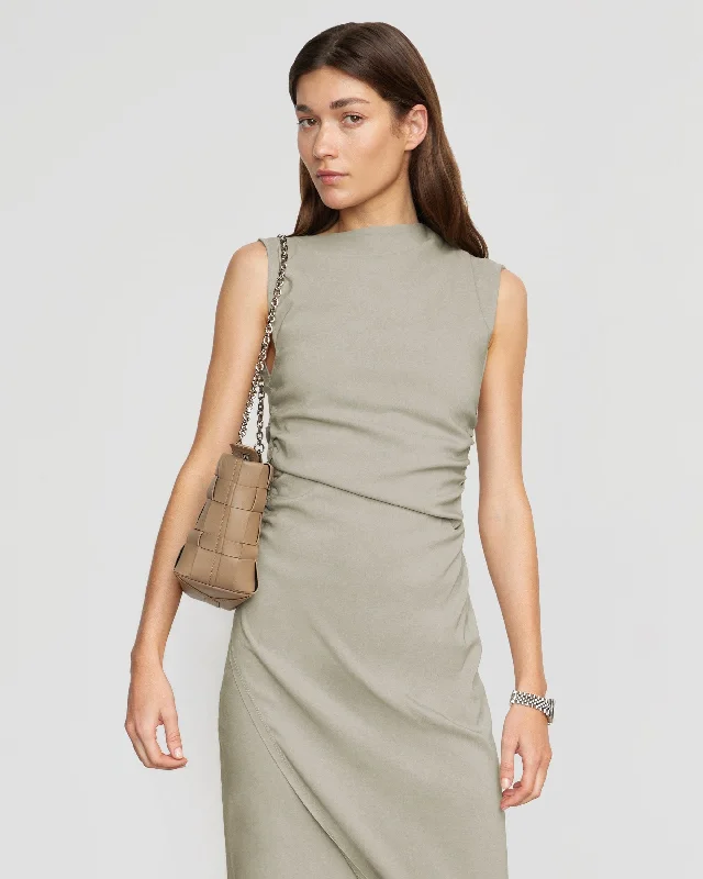 Manon Asymmetric-Neck Ruched Dress