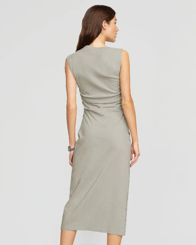 Manon Asymmetric-Neck Ruched Dress