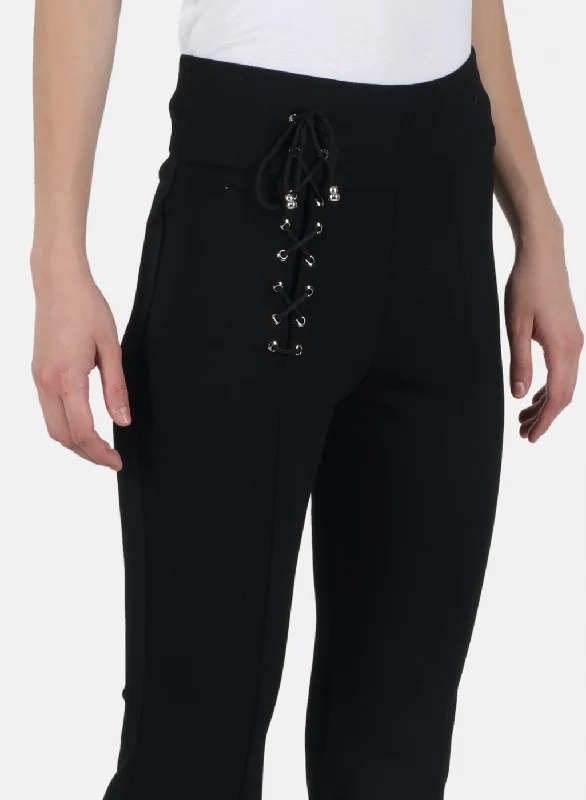 Women Black Plain Jegging