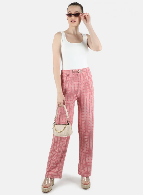 Women Pink Jaquard Jegging