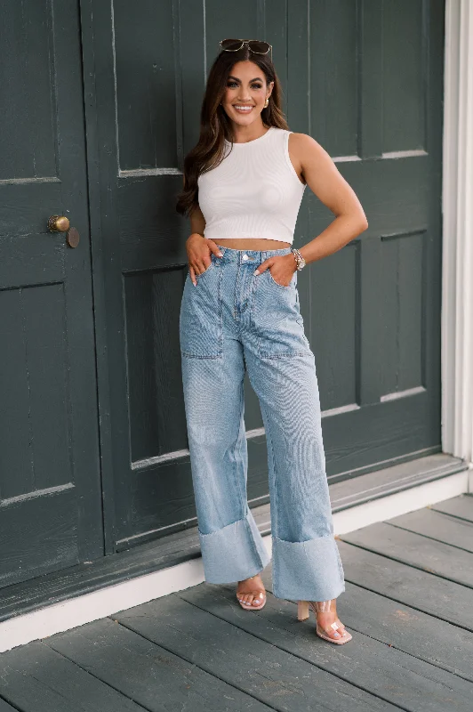 Round Neck Ribbed Crop Top- White