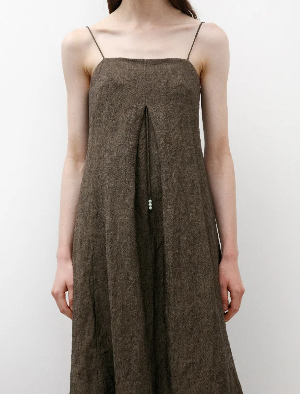 Long Slip Dress Walnut Linen