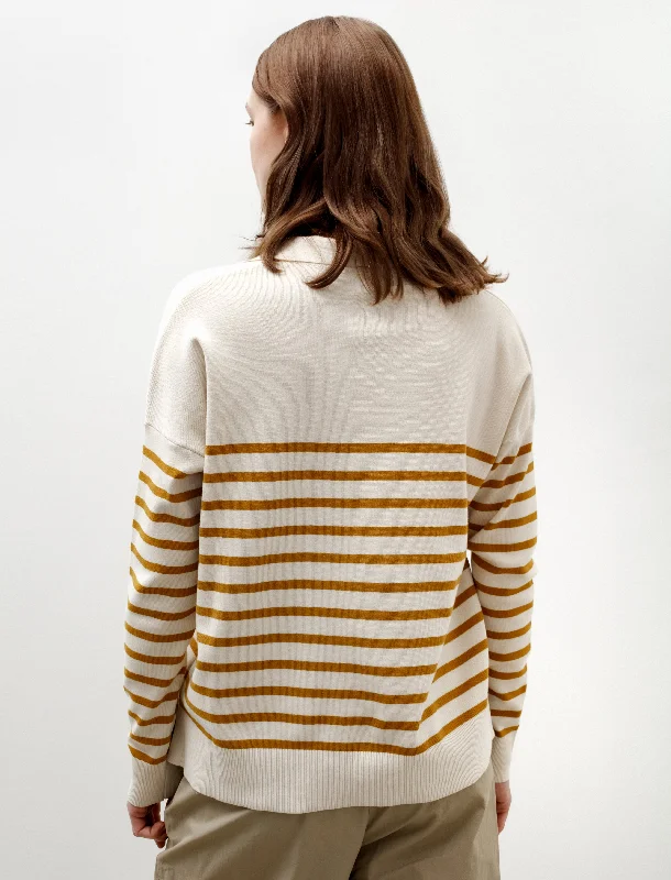 Open Neck Jumper Ecru/Cider