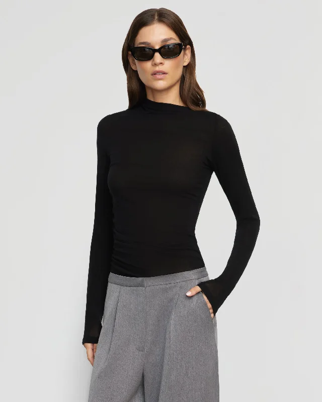 Vittoria Asymmetric-Neck Ruched Tee