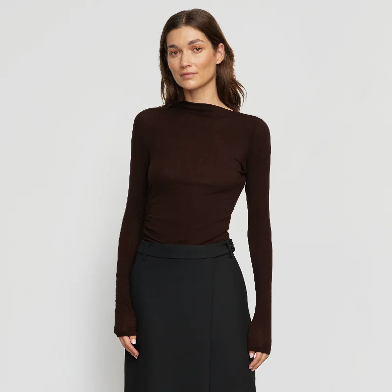 Vittoria Asymmetric-Neck Ruched Tee