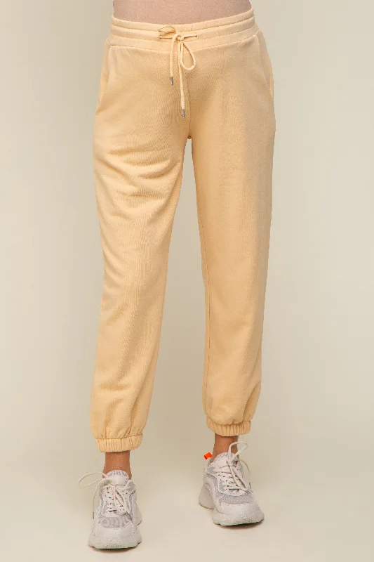 Yellow Drawstring Maternity Sweatpants