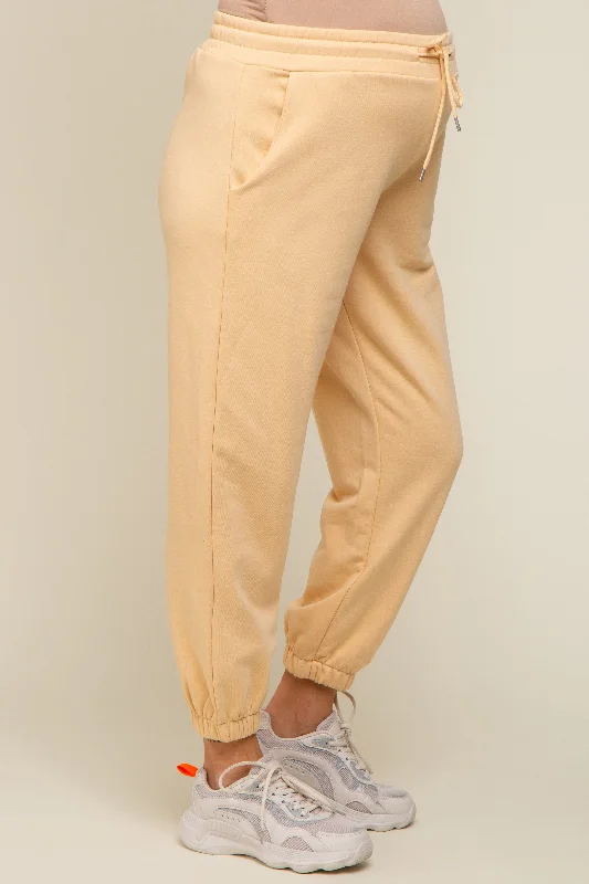 Yellow Drawstring Maternity Sweatpants