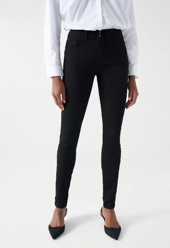 SECRET PUSH IN SKINNY TRUE BLACK JEANS