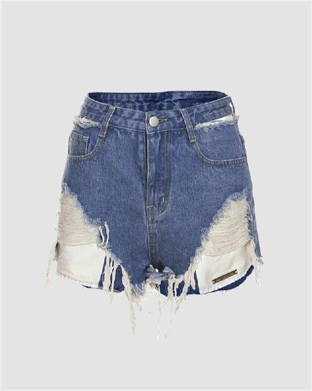 Astris Ripped Denim Shorts