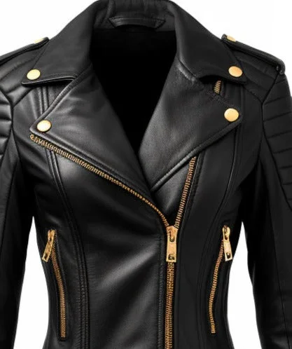 Black Leather Jacket for Women - Biker Leather Jacket