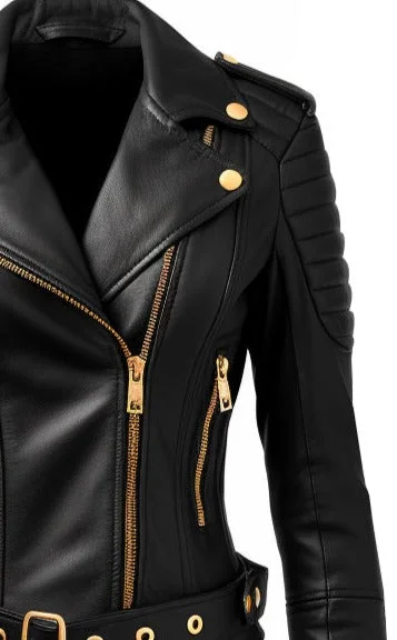 Black Leather Jacket for Women - Biker Leather Jacket