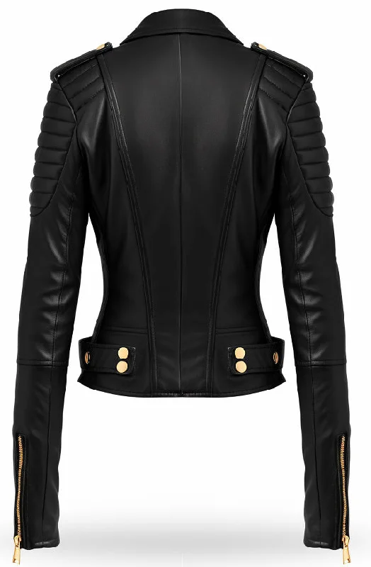 Black Leather Jacket for Women - Biker Leather Jacket